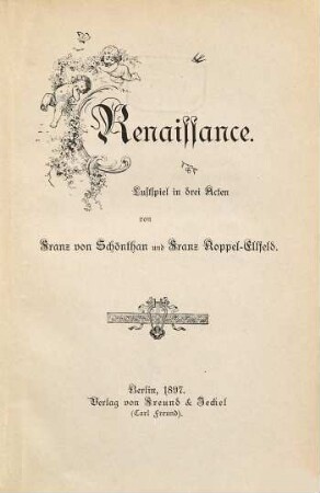 Renaissance : Lustspiel in drei Akten