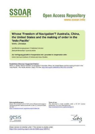 Whose 'Freedom of Navigation'? Australia, China, the United States and the making of order in the 'Indo-Pacific'