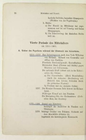 Vierte Periode des Mittelalters um 1256-1400
