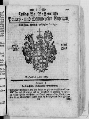 26tes Stück, Ausgabe vom 24. Junii 1768