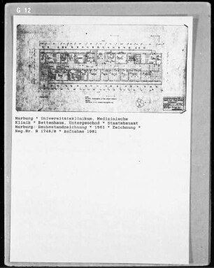 Marburg, Universitätsklinik, Medizinische Poliklinik, Bettenhaus, Untergeschoss