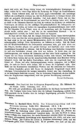 185-187, Berthold Kern. Das Erkenntnisproblem und eine kritische Lösung. 1910