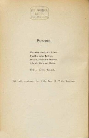 Placidia : dramatisches Gedicht in fünf Aufzügen