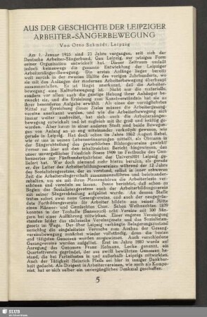Aus der Geschichte der Leipziger Arbeiter-Sängerbewegung