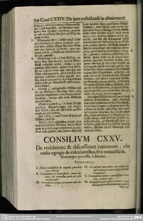 Consilium CXXV. De redditione & discussione rationum, ubi multa egregia de calculatoribus, sive commissariis, illorumque processu, habentur