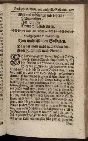 Sechzehnede Betrachtung, Von unchristlichen Soldaten.