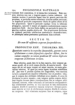 Sectio VI. De motu & resistentia corporum funependulorum.