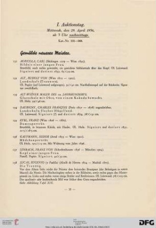 I. Auktionstag: Mittwoch, den 29. April 1936, ab 3 Uhr nachmittags (Nr. 131-249)