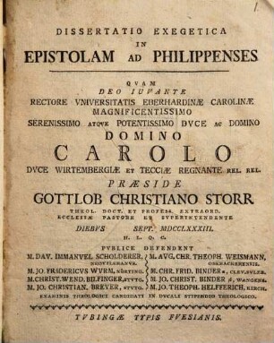 Diss. exeg. in epistolam ad Philippenses