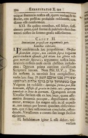 Caput II. Sententiam propositam argumentis probantibus roborans.