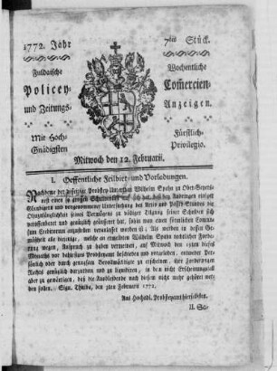 7tes Stück, Ausgabe vom 12. Februarii 1772