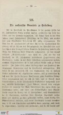 XII. Der wallonische Gemeinde zu Heidelberg