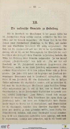 XII. Der wallonische Gemeinde zu Heidelberg