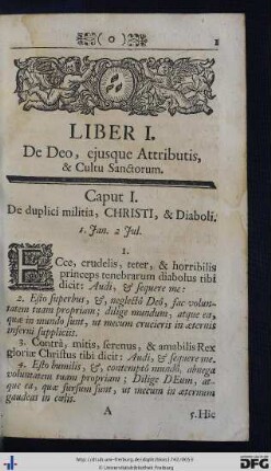 Liber I. De Deo, ejusque Attributis, et Cultu Sanctorum.
