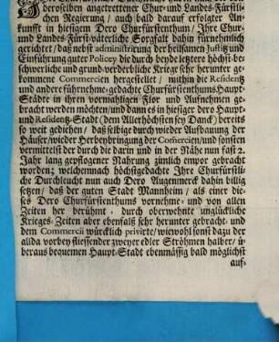 Ihrer Churfürstlichen Durchleucht zu Pfaltz Befehl an den Reformirten Kirchen-Rath zu Heydelberg, die transferirung ihrer Domicilien nacher Manheim betreffend