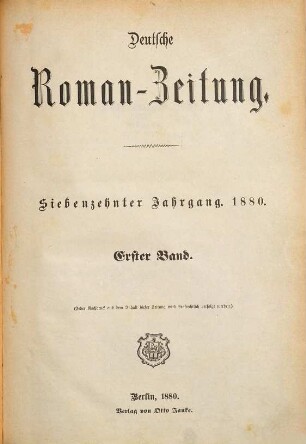 Deutsche Roman-Zeitung. 1880,1 = Jg. 17