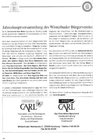 Jahreshauptversammlung des Winterhuder Bürgervereins
