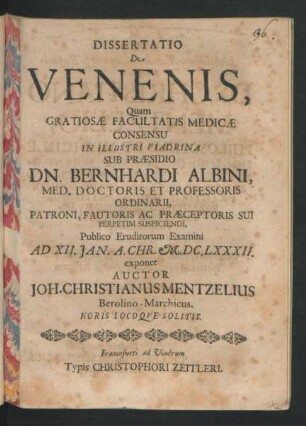 Dissertatio De Venenis