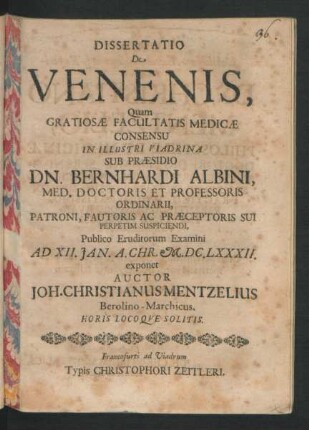 Dissertatio De Venenis