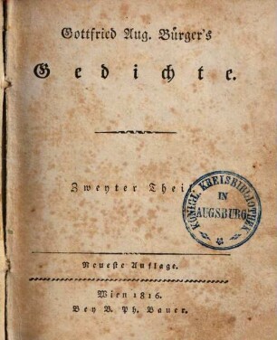 Gottfried Aug. Bürger's Gedichte, 2