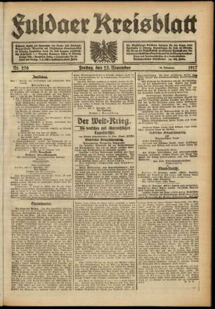 Ausgabe vom Freitag, den 23. November 1917.