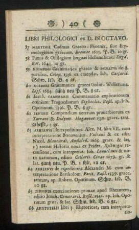 Libri Philologici in ex D. In Octavo