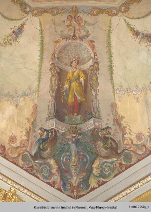 Freskendekoration mit Allegorien der vier Erdteile, Grotesken und Ornamente sowie der Ceres