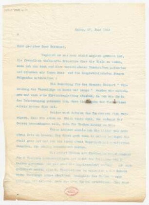 Brief an Heinrich Dessauer : 27.06.1912
