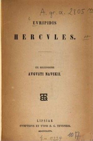 Hercules : Ex recensione Augustii Nauckii