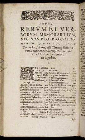 Index Rerum Et Verborum Memorabilium, Nec Non Propriorum Nominum, Quæ In Hoc Tertio Tomo [...]