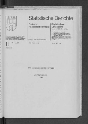 Straßenverkehrsunfälle Jahrestabellen 1988 : Lfd. Nr. 11