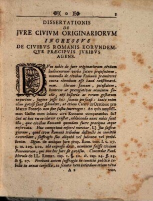 Dissertatio Pvblica De Jvre Civivm Originariorvm = Vom Recht derer Einheimischen oder Eingebohrnen