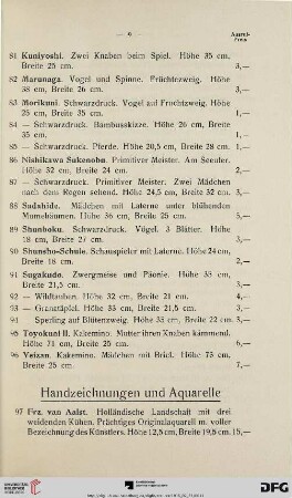 Handzeichnungen und Aquarelle (Nr. 97-224)