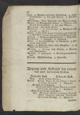 Abgang und Ankunft der reitenden und fahrenden Posten.