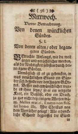 Mittwoch. Vierte Betrachtung. Von denen würcklichen Sünden