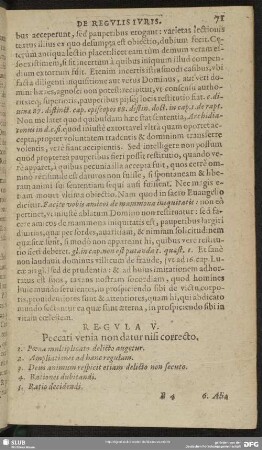 Regula V. Peccati venia non datur nisi correcto
