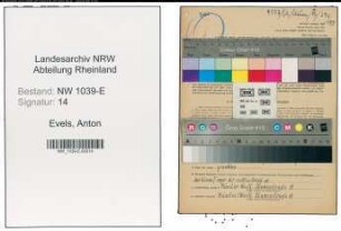 Entnazifizierung Anton Evels , geb. 08.03.1891 (Stellwerksmeister)