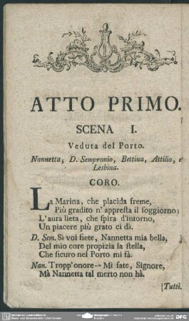 Atto primo / Erste Abhandlung