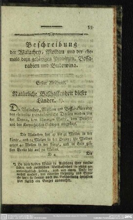 Beschreibung der Walachey, Moldau und der ehemals dazu gehörigen Provinzen, Bessarabien und Bukowina