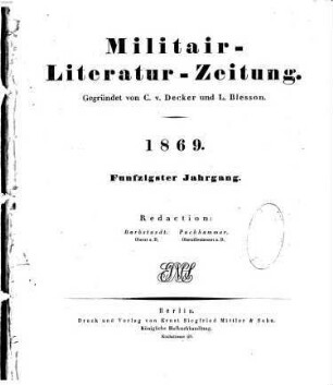 Militär-Literatur-Zeitung. 50. 1869