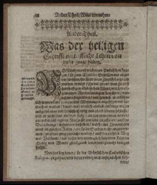 Ander Theil. Was der heiligen Schrifft vortreffliche Lehrer von dieser Frage halten.