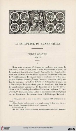 3. Pér. 16.1896: Pierre Granier (1635-1715) : un sculpteur du Grand Siècle