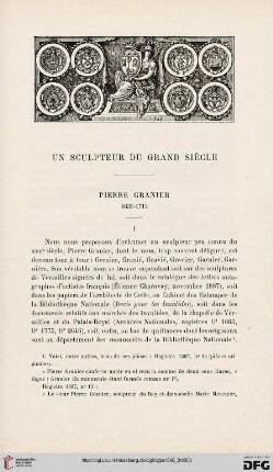 3. Pér. 16.1896: Pierre Granier (1635-1715) : un sculpteur du Grand Siècle
