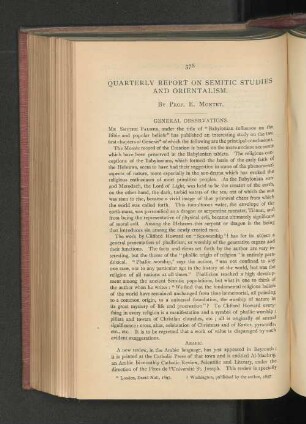 Quarterly Report on Semitic Studies and Orientalism.