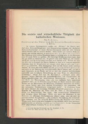 Die soziale und wirtschaftliche Tätigkeit der katholischen Missionen.