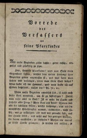 Vorrede des Verfassers an seine Pfarrkinder.