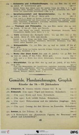 Gemälde, Handzeichnungen, Graphik (Nr. 565-767)