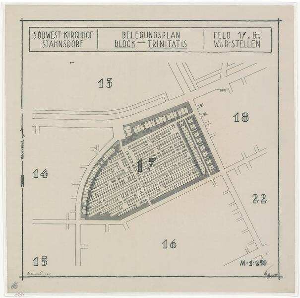 Belegungspläne Trinitatis (Original) Südwestkirchhof Stahnsdorf - Feld 17 Garten-,Wahl-und Reihenstellen | Digitalisierung: Evangelisches Landeskirchliches Archiv in Berlin