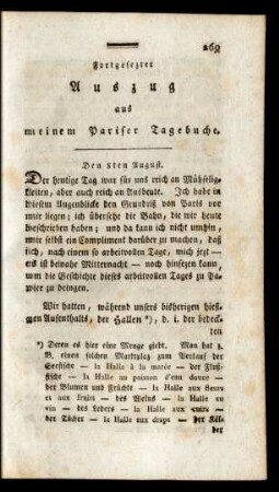Fortgesetzter Auszug aus meinem Pariser Tagebuche. Den 8ten August