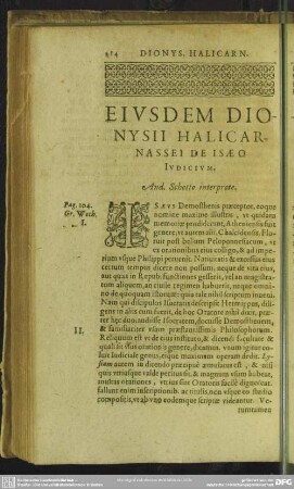 Eiusdem Dionysii Halicarnassei De Isaeo Judicium
